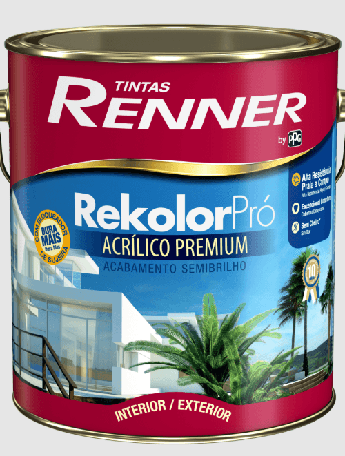 Tinta Renner Acríico Semi Brilho Rekolor Pró 0,9 Litros Branco